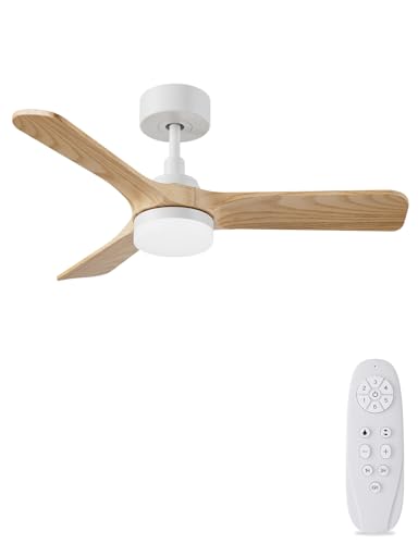 【Motore DC silenzioso】 Ventilatore da soffitto ad alta potenza da 30 W, dotato di un motore DC ad alte prestazioni, questo tipo di motore è più efficiente e più durevole rispetto ad altri tipi di ventilatore da soffitto con luce, risparmiando fino al 70% di energia. Con il suo corpo in alluminio e la pala in legno ultraleggera, sarà più silenzioso da usare ed è adatto per camere da letto, camerette o uffici.