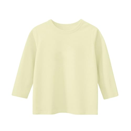 Girls Summer Tops 3/4 Sleeve Fall Hawaiian Shirts Soft Round Neck Cute Clothes Elbow Sleeve Solid Outfits 3-14 Years4