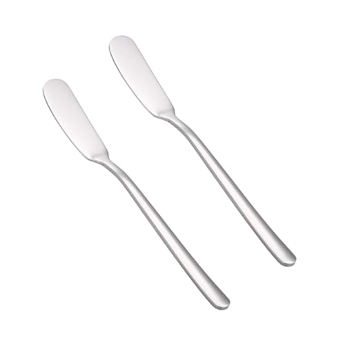 Unomor Elegant 2pcs Stainless Steel Butter Spatula Set Easy to Use Maintain for Cream Butter and Jam Spreading