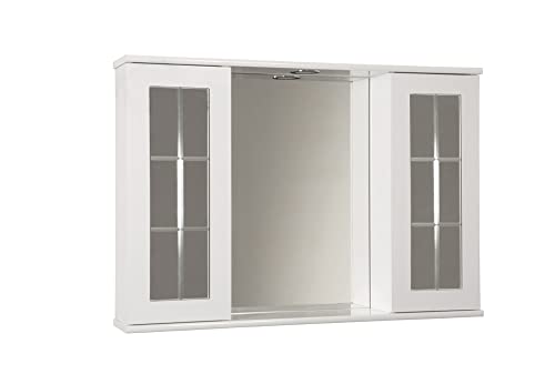 Mama Store SPECCHIERA Bagno con Inglesina e Luce LED-Bianco Lucido Laccato, L. 92 CM X P. 16 CM X H....