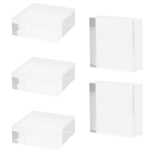 OHPHCALL Expositor de Joyas Acrílico Transparente 5X5X2 CM, Set 5 Bloques para Tienda, Hogar y Festivales, Soporte Versátil para Pulseras y Anillos