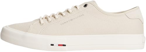 Tommy Hilfiger Sneaker con suela vulcanizada Hombre Street Canvas con logotipo, Marfil (Newsprint), 43