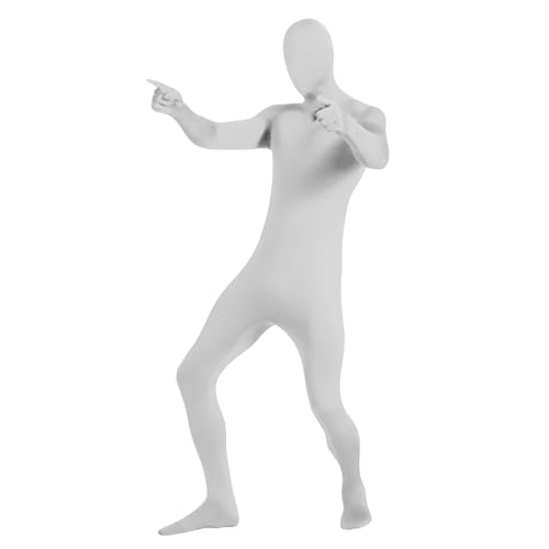 iPOGP Unisex Adult Zentai Suit Cosplay Leotard Full Bodysuits Green Screen Suit Halloween Costumes (1C-White, S)
