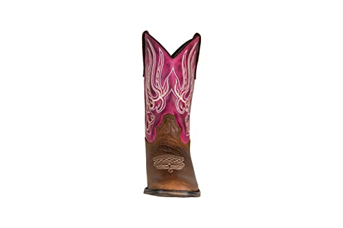 TuffRider Children Arches Flame Embroidered Pink Shaft Square Toe Western Boots3