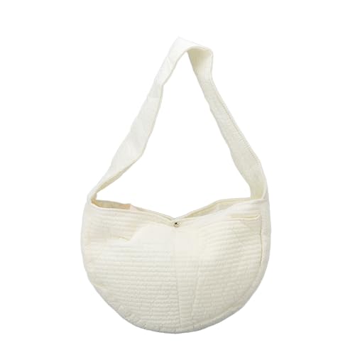 Dog Sling Carrier, Portable Pet Travel Tote Bag with Widened Shoulder Strap, Safety Hook, and One Button Pocket, Made of Soft Breathable Canvas and Cotton (M)