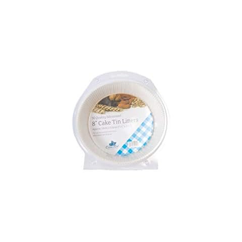 Essential Housewares FP8CAKE Pack of 50 Greasproof 8" Cake Tin Liners, Silicon Cover