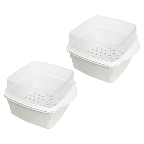 DEARMAMY 2 Stück Pack Mikrowellen Gemüsedämpfer mit Deckel Auslaufsicherer Transparenter Dampfgarer 165 X 12 X 10cm für Gesundes Schnelles Dampfgaren Von Gemüse und Reis DEARMAMY 2 Stück Pack Mikrowellen Gemüsedämpfer mit Deckel Auslaufsicherer Transparenter Dampfgarer 165 X 12 X 10cm für Gesundes Schnelles Dampfgaren Von Gemüse und Reis