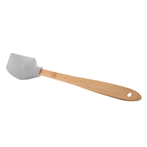 LYOR - Conjunto 4 Utensílios de Silicone Com Cabo em Bambu Cinza - 1 Pincel Culinário - 2 Espátulas