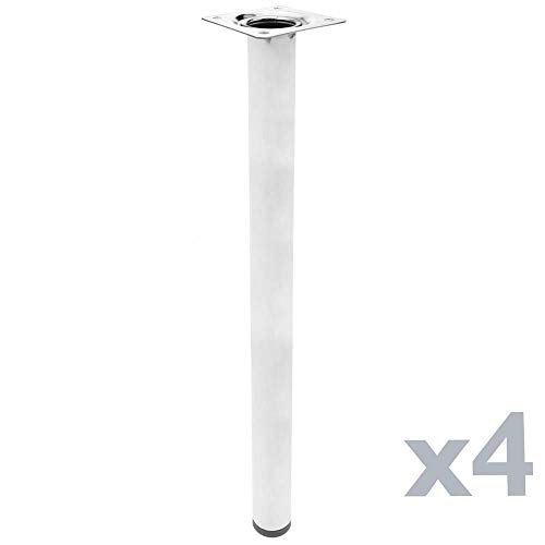 PrimeMatik - Pies Redondos para Mesa y Mueble. Patas en Acero Cromado de 75cm 4-Pack
