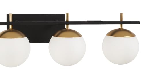 Image of GEORGE KOVACS P1354-618 Alluria Vanity Bath Light, 4-Light, 300 Total Watts, 8.5-in H x 33-in W, Weathered Black with Autumn Gold