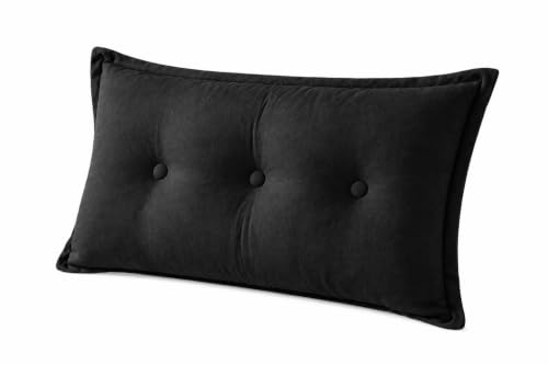 WOWMAX Headboard Pillow Twin XL Dorm Bolster Reading Pillow for Bed, Black