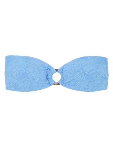 Haut de bikini bandeau bleu doté d'un anneau central texturé élégant