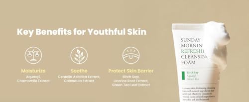 Image of Sunday Morning Refreshing Cleansing Foam With Birch Sap Hydrating And Soothing Gentle Facial Cleanser Vegan Korean Skin Care Face Wash For All Skin Types 4.06 Fl. Oz.