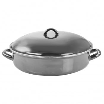 Home 5 Quart Gray Enamel on Steel Braiser Pan with Lid