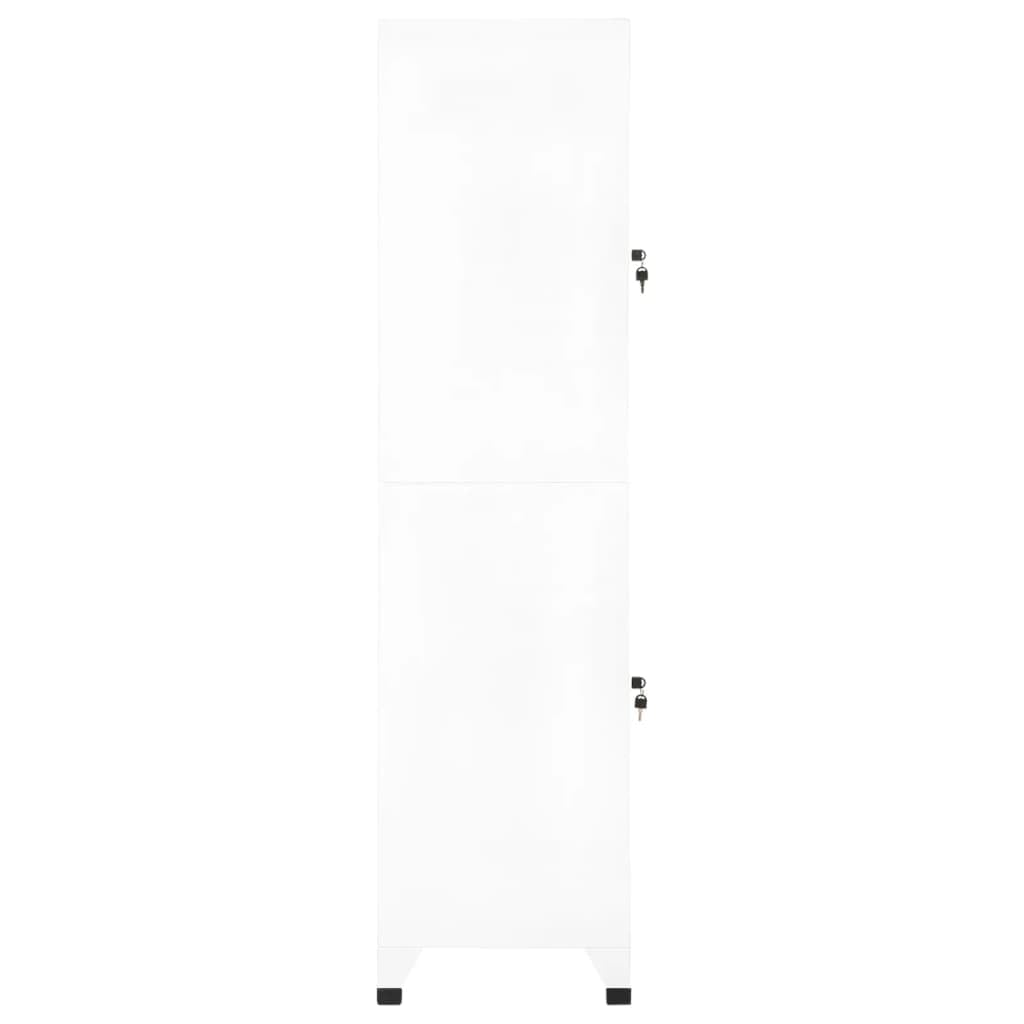 Szafka z szafką, biała, 38 x 45 x 180 cm, stal, 2 półki z wieszakiem na ubrania, zamykana, do biura, szkoły, domu, wszechstronna szafka do przechowywania