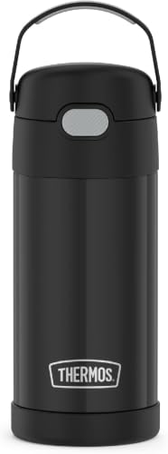 Image of THERMOS FUNTAINER Water Bottle with Straw - 12 Ounce - Kids Stainless Steel Vacuum Insulated Water Bottle with Lid, Black (Pack of 6)