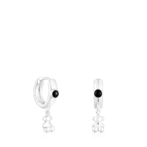 TOUS Pendientes de Aro de Plata de Primera Ley para Mujer con Oso de 5,5mm y Aro de 8mm, Colección Bold Bear