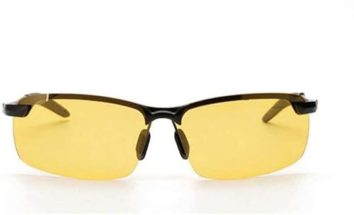 NIUASH Lunettes de Soleil polarisées Lunettes de Soleil polarisées Night Vison Men S Lunettes de Soleil sans Monture Driving Sun Glass Shades Lunettes-Black_Yellow_Lens