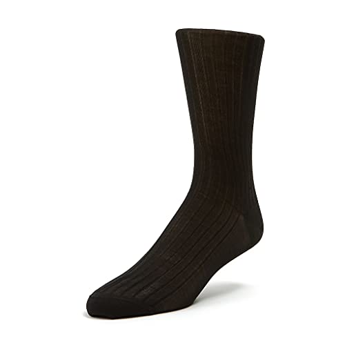 Bresciani Mid-Calf Ribbed Egyptian Cotton Men's Italian Dress Socks