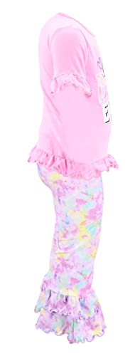 Image of Unique Baby 2 Piece Girls Double Ruffle Leggings Outfit with Short Sleeve Shirt Kid and Toddler Clothes Set