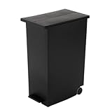 [ケユカ] テレビで紹介 両開きダストボックス LL 42L 黒 キャスター付 蓋付 分別 ゴミ箱 ゴミ袋対応 ペダル式 ブラック KEYUCA