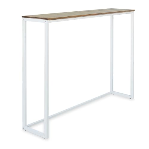 BOX FURNITURE Mesa Alta 118x30x110cm iCub Eco Line Blanca en Madera Maciza de Pino Acabado Envejecido Estilo Industrial