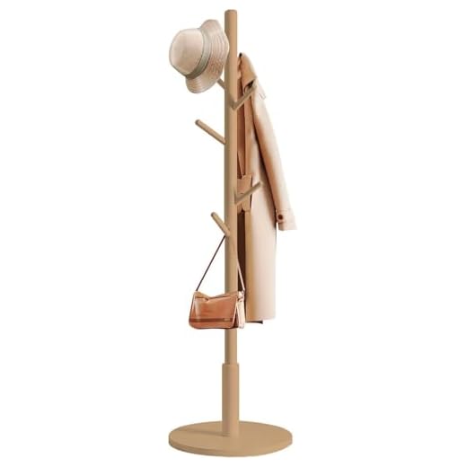 edihome, Perchero de Pie, de Madera, Ajustable, con 8 Ganchos, 172 x 38 x 38 cm, Colgador Ropa, para Entrada, Pasillo, Dormitorio o Recibidor (Madera)