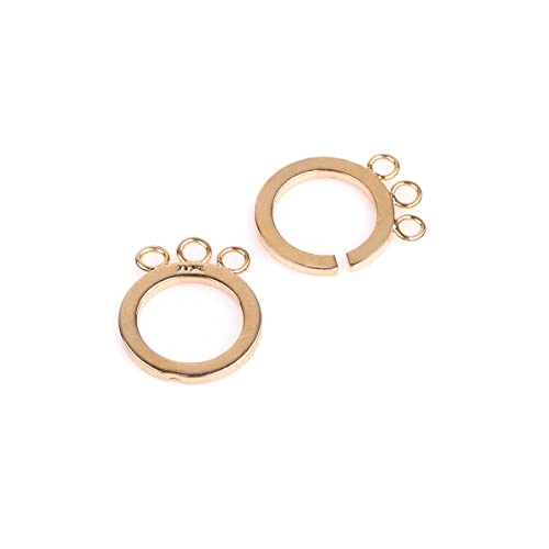 Joe Foreman 16Mm 14K Yellow Gold Filled Jewelry Hook & Eye Necklace Clasp For Bracelet Jewelry Craft Making Necklace Bracelets Closures (3 Strands) #TOP1