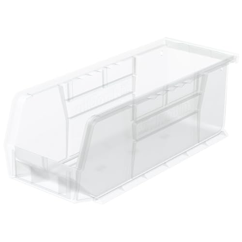 Image of Akro-Mils 30224 AkroBins Plastic Storage Bins, Space-Saving Stackable Bins for Garage, Pantry, Craft Organization, 11 inch L x 4 inch W x 4 inch H, Clear, 12-Pack