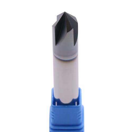 Image of 4 Flute 90 Solid Carbide Chamfer End Mill(1Pc, 1 /2 inch), AlTiN Coated | 90 Chamfer Angle, 1 /2 inch Shank 3 inch OAL, Single End, V Groove Router Bit, for Milling Alloy Steel, Carbon Steel, Cast Iron