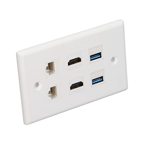 DAUERHAFT Placa de parede Ethernet, ABS 6 portas amplamente compatível com aplicações amplas Cat 6 p