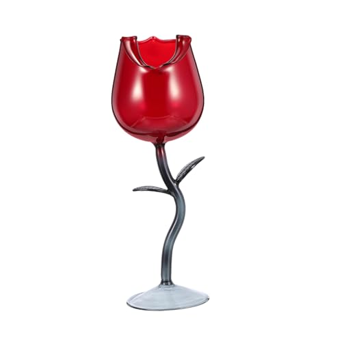 POPETPOP Copas de Vino Rojas para Bodas y Celebraciones Cristalería Romántica para San Valentín