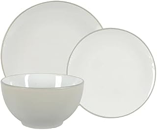 Nicola Spring 18 Piece Stoneware Dinner Set - Heavy Duty, Smooth Finish, Dinnerware - Matt Light Grey