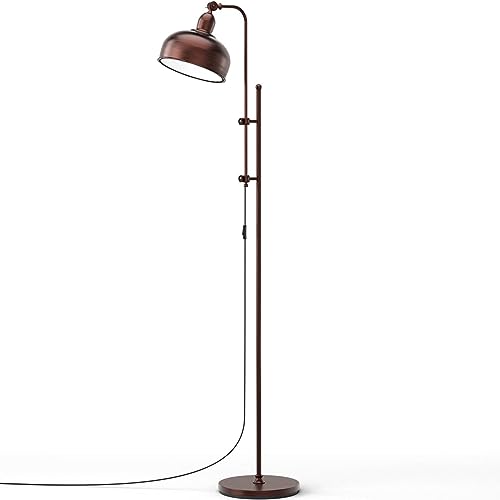 GiantexUK Industrial Floor Lamp, Rustic Standing Corner Lamp with Adjustable Heights, Rotating Head & E27 Socket, Metal Reading Floor Light for Bedroom Living Room Office