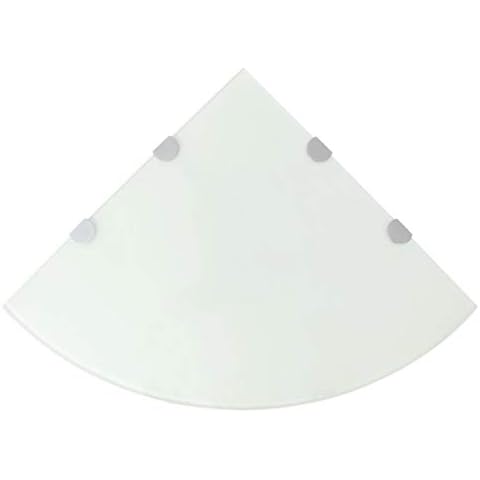 vidaXL White Tempered Glass Corner Shelves Cover
