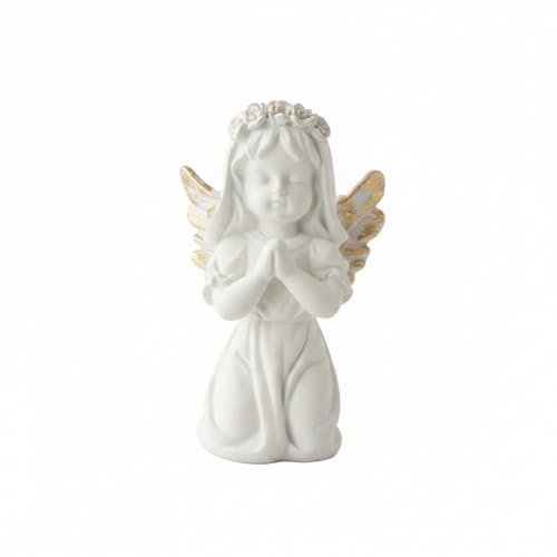 Image of Praying Baby Angel Showpiece Premium Decorative Spiritual Marble Finish Showpiece with Folding Metal Stand for Home Decor, Living Room, Office Desk