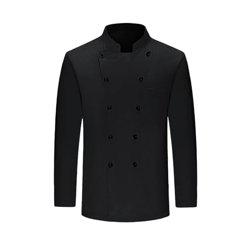 Chaqueta de cocinero unisex de manga larga, cuello alto, para mujer, hombre, uniforme de chef profesional, ropa de trabajo, gastronomía, camisetas de chef para hotel, cocina, restaurante, camisa de