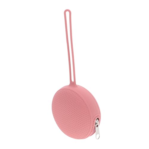 FOMIYES Multi-Purpose Silicone Pacifier Bag Zipper and Strap Store Pacifiers Keys Earrings Travel Pink Honeycomb Pattern
