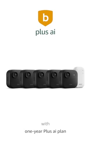 Image of Blink Outdoor 2K+ (newest model) with 1-Year Plus ai plan - Wireless smart security camera, 2K video resolution, enhanced audio, two-year battery. Sync Module Core included - 5 camera system (Black)