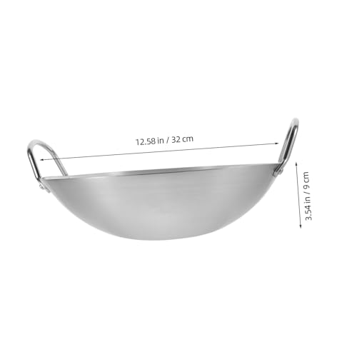 Wok de acero inoxidable con asas dobles para cocina miniatura 2