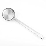 Yhenlovtt Cuchara de salsa con fondo plano para una distribución uniforme, cucharón medidor de acero inoxidable en onzas para pizza y salsa de tomate en cocinas caseras y pizzerías