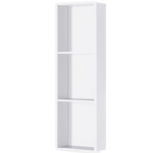Organizador de pared empotrado de acero inoxidable con armario integrado para almacenamiento y organización del baño