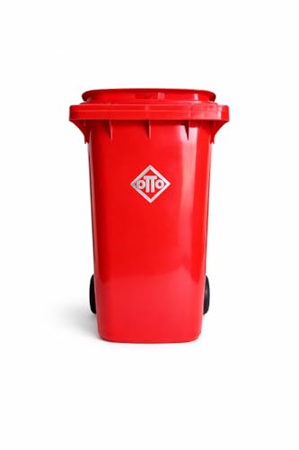 Image of OTTO Plastic Manual-Lift Garbage Waste Dustbin with Wheels 240 Ltr Red