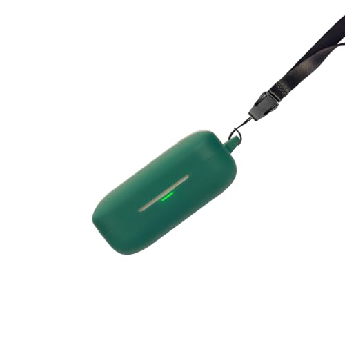 Image of WELCROS Soft Silicone Case Cover Compatible for Realme Buds Air 7 | 7 Pro (Green, Lanyard + Keychain)