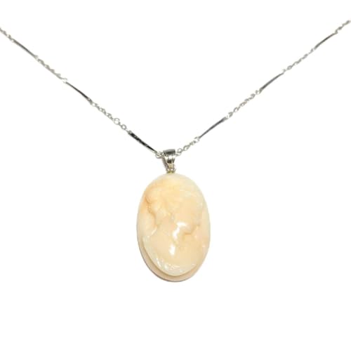 50%OFF以下◆白珊瑚　カメオ　ネックレス　浮き彫り 薔薇モチーフ CAMEO Pasquare Esposito作 シェル カメオ K18 ペンダント