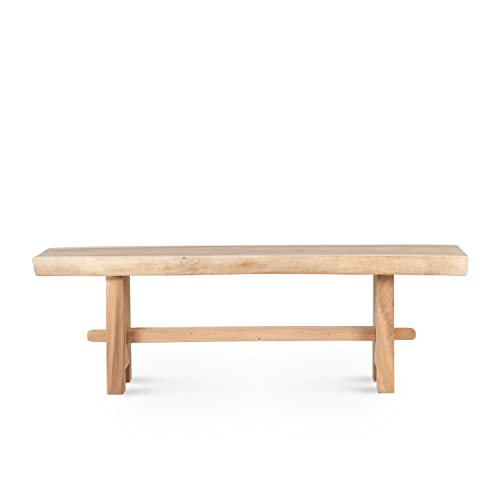 Wabi Home – Banqueta de Madera Natural Ideal para los pies de tu Cama o para el salón de tu casa Taburete de Cama o de salón elaborado con Madera Natural Trembesí Tamaño: 130x42,5x47x5