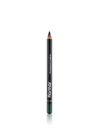Flormar Waterproof Eyeliner – lápiz de ojos resistente al agua y a prueba de manchas, color intenso y larga duración, fácil aplicación, textura cremosa con acabado profesional, 111 Intensive Jade