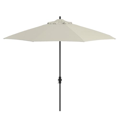 California Umbrella 11Ft Sunbrella Patio Umbrella, Fiberglass Ribs, Hand-Crank, Tilt-Collar, Black Frame, Canvas Fabric