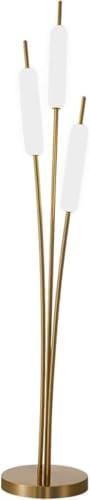 Image of Modern Gold Floor Lamp with 3-Color LED | Minimalist Standing Lamp for Living Room & Bedroom | Metal Floor Lamp for Home Decor, Study & Corner Lighting