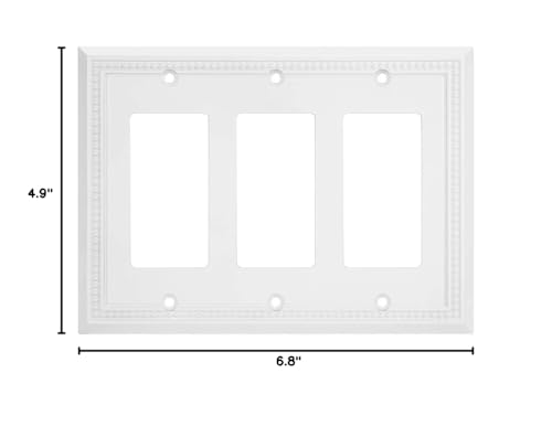Image of Henne Bery Sunken Pearls Heavy Duty Decorative Wall Plate Switch Plate Outlet Cover (Triple Decorator, White)
